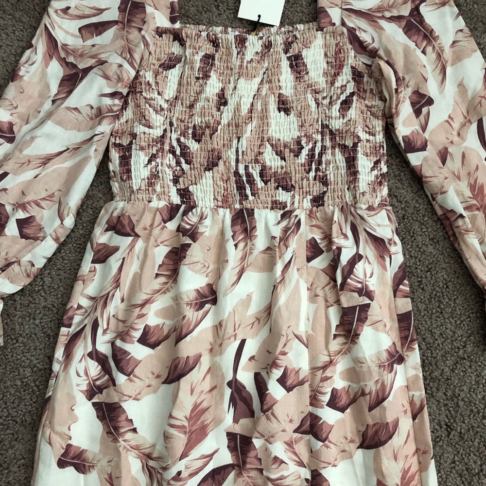 House of Harlow 1960 Womens Linen Midi Dress Banana Leaf - Picture 5 of 14